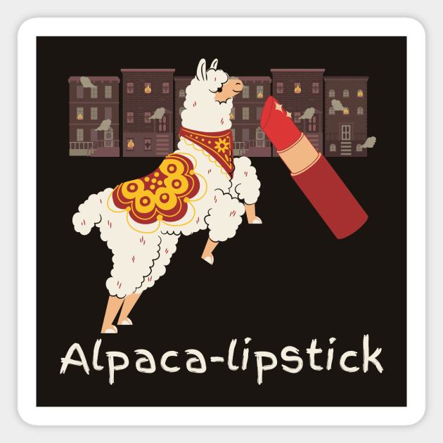 Alpaca Lipstick (with text) Sticker by Kyarwon